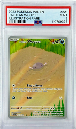 PSA 9 PAL EN Paldean Wooper #221 IR - 2023 Pokemon Sv02: Paldea Evolved 221/193 - Image 1