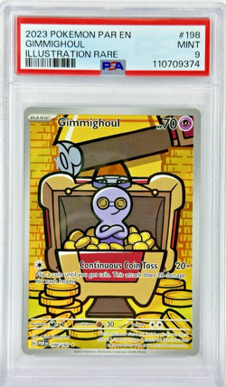 PSA 9 PAR EN Gimmighoul #198 IR - 2023 Pokemon Sv04: Paradox Rift 198/182 - Image 1