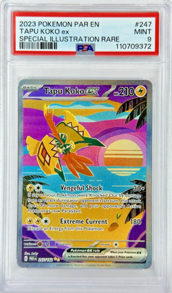 PSA 9 PAR EN Tapu Koko ex #247 SIR - 2023 Pokemon Sv04: Paradox Rift 247/182 - Image 1