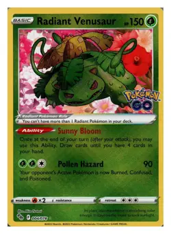 Radiant Venusaur 004/078 Pokemon GO Radiant Rare Holo Pokemon NM - Image 1