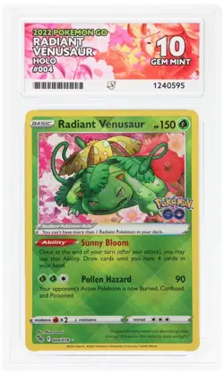 2022 Pokemon GO Radiant Venusaur 004/078 Holo ACE 10 Gem Mint - Image 1