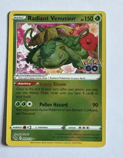 Pokemon TCG Radiant Venusaur 004/078 Pokemon GO Holo Radiant Rare 2022 Near Mint - Image 1
