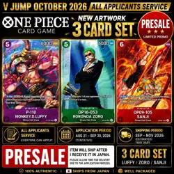 PRESALE ONE PIECE V Jump New Art Promo 3 Card Set Luffy Zoro Sanji Japanese - Image 1