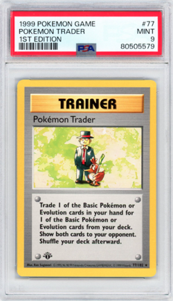 Pokemon Trader 77/102 1st Edition Rare Base Set WOTC Vintage Pokemon PSA 9 - Image 1