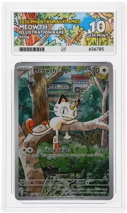 Pokemon TCG Phantasmal Flames Meowth 106/094 ACE 10 GEM MINT perfect Sub Grades - Image 1