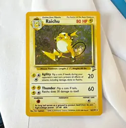 Pokemon TCG Raichu 16/130 Base Set 2 Holo Rare English 80HP Unlimited - Image 1