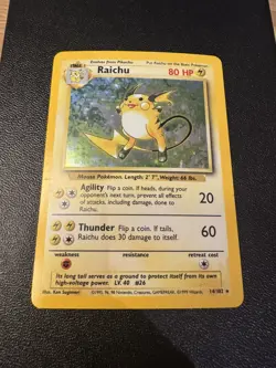 Pokemon TCG | Raichu 14/102 | Base Set Unlimited Holo Rare | NEAR MINT - Image 1