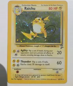 Pokemon TCG Raichu Holo Card 16/130 Base Set 2 Swirl Unlimited Holo Rare - Image 1