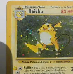 Pokemon TCG Raichu Holo Card 16/130 Base Set 2 Swirl Unlimited Holo Rare - Image 2