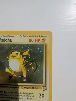 Pokemon TCG Raichu Holo Card 16/130 Base Set 2 Swirl Unlimited Holo Rare - Image 3