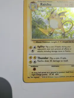 Pokemon TCG Raichu Holo Card 16/130 Base Set 2 Swirl Unlimited Holo Rare - Image 5