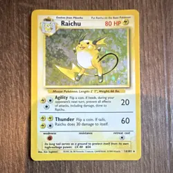 Pokemon TCG Base Set Raichu 14/102 Holo Rare English Unlimited 80 HP 1999 - Image 1