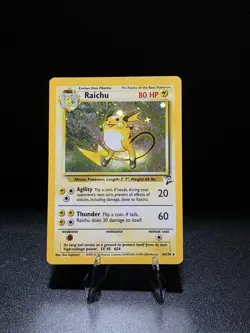 Pokemon TCG Raichu Holo Card 16/130 Base Set 2 Swirl Unlimited Holo Rare - Image 1