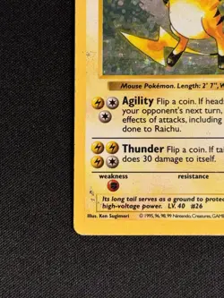 Pokemon TCG Raichu 14/102 Base Set Shadowless Unlimited Holo Rare Vintage - Image 5