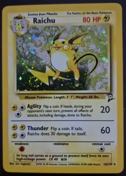 Pokemon TCG Raichu Base Set 2 16/130 Holo Unlimited Holo Rare NM-M - Image 1