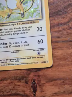 Pokemon TCG Raichu Card 14/102 Base Set Unlimited Holo Rare - Image 3