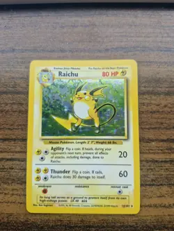 Pokemon TCG Raichu Holo Card Base Set, Unlimited Rare, Card 14/102 - Image 1