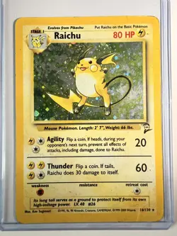 Pokemon TCG Raichu Base Set 2 Holo Unlimited Rare Card 16/130 - Image 1