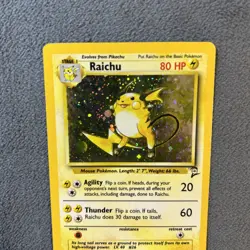 Pokemon TCG Raichu Base Set 2 Holo Unlimited Rare Card 16/130 LP - Image 3