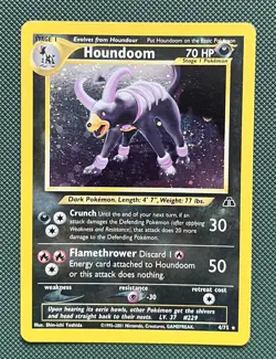 SWIRL Houndoom 4/75 Holo Rare Neo Discovery Pokemon Near Mint - Image 1