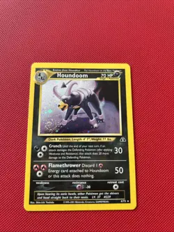SWIRL Houndoom 4/75 Holo Rare Neo Discovery Pokemon Near Mint With Swirl By Foot - Image 3