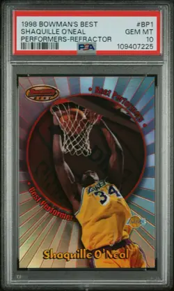 1998 Bowman’s Best Shaquille O’Neal Best Performers Refractor PSA 10 /200 BP1 - Image 1