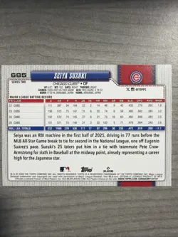 2026 Topps Series 2 Team Boarder Seiya Suzuki Chicago Cubs - Image 2