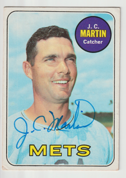 1969 TOPPS #112 JC MARTIN HAND SIGNED AUTOGRAPH CARD COA NEW YORK METS J.C. - Image 1