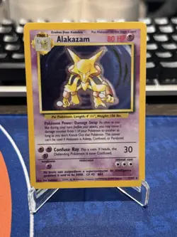 Alakazam Pokemon 1999 TCG WOTC Base Set 1/102 Holo Rare Unlimited MP - Image 1