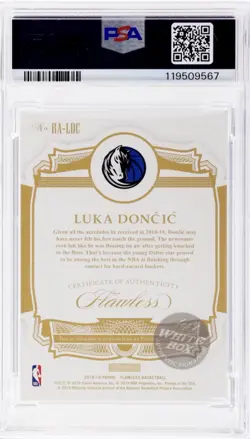 2018 Panini Flawless Luka Doncic Rookie Autographs 1/1 PSA 10 Auto 10 RC ~Rare - Image 2