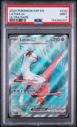 POKEMON 2024 Surging Sparks Ultra Rare LATIAS EX #220 PSA 9 Mint RARE 2 - Image 1