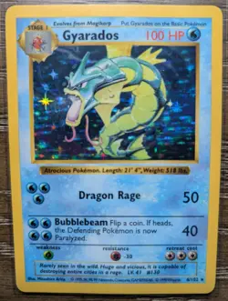 1999 Pokemon Base Set Shadowless Holo Gyarados LP Vintage - Image 1