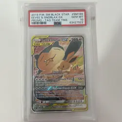 Eevee & Snorlax Gx SM169 PSA 10 Black Star Promo Pokemon - Image 1