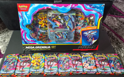 Mega Greninja EX Premium Collection Box + 9 Chaos Rising Booster Packs - Image 1
