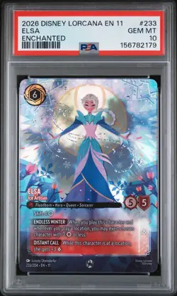 2026 DISNEY LORCANA EN 11-WINTERSPELL ENCHANTED #233 ELSA - ICE ARTISAN PSA 10 - Image 1