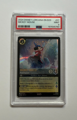 2024 DISNEY LORCANA EN D23 EXPO PROMO MICKEY MOUSE PLAYFUL SORCERER PSA 9 - Image 1