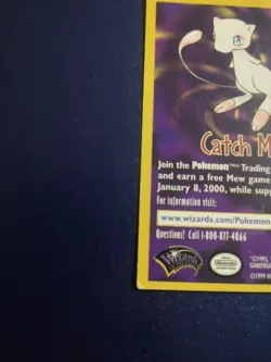 1999 CATCH MEW PROMO INSERT WOTC POKEMON LEAGUE CARD - Image 2
