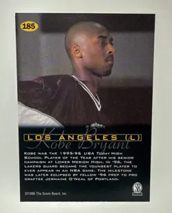 1996 Score Board All Sport PPF - Kobe Bryant #185 (RC) Lakers EX-NM - Image 2