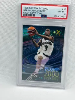 1996-97 SkyBox E-X2000 Stephon Marbury Star Date 2000 #10 RC PSA 8 NM-MT - Image 1
