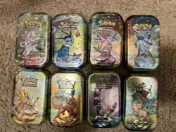 Sealed Pokemon Prismatic Evolutions Scarlet & Violet Mini Tins Full Set of 8 - Image 1