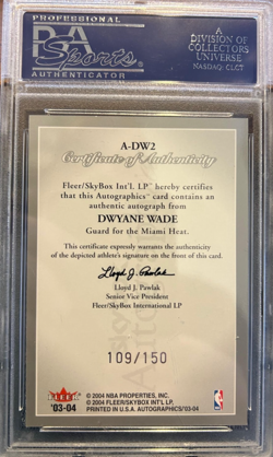 Dwayne Wade 2003 Skybox Autographics Ins. - Silver #A DW2 LE 109/150 PSA NM 7 - Image 2