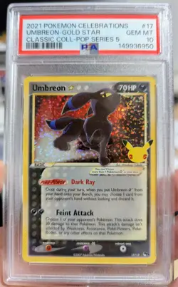 Umbreon Gold Star 17/17 Holo Celebrations Classic Collection Pokemon PSA 10 - Image 1