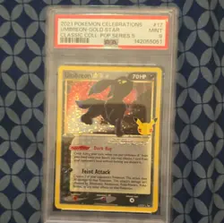 Pokemon 2021 Celebrations Classic Collection Umbreon Gold Star #17 Holo PSA 9 - Image 1