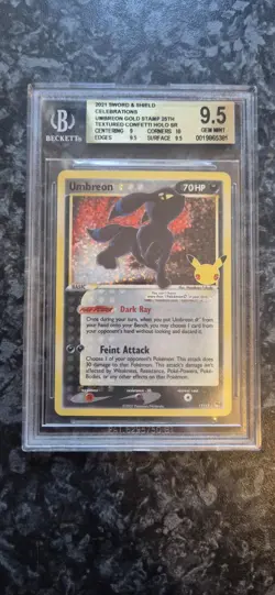 BGS 9.5 Umbreon Gold Star 17/17 Pokemon Celebrations Classic Collection Holo - Image 1