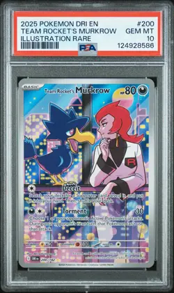 2025 Pokemon Destined Rivals Team Rocket's Murkrow 200/182 PSA 10 - Image 1