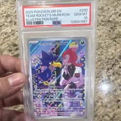 2025 Pokemon Destined Rivals Team Rocket's Murkrow 200/182 PSA 10 - Image 1