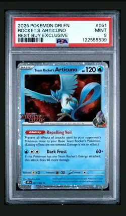 Team Rockets Articuno Best Buy Exclusive PSA 9 2025 Pokemon Stamped Promo - Image 1