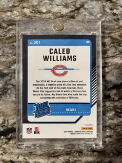 2024 Panini Donruss Optic Caleb Williams Holo Prizm Rated Rookie #201 Bears - Image 3