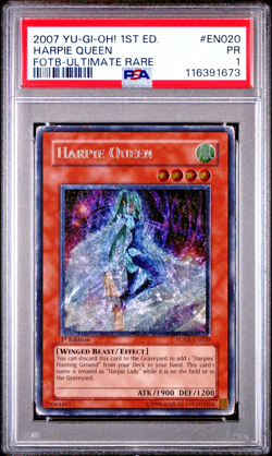 PSA 1 1ST EDITION ULTIMATE RARE Harpie Queen FOTB-EN020 YUGIOH - Image 1