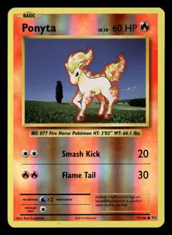 Ponyta 19/108 Reverse Holo Common Evolutions Pokemon Card - Image 2
